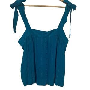 Rose and Olive Shoulder Tie Loose Fit Teal Top NEW  Size Medium